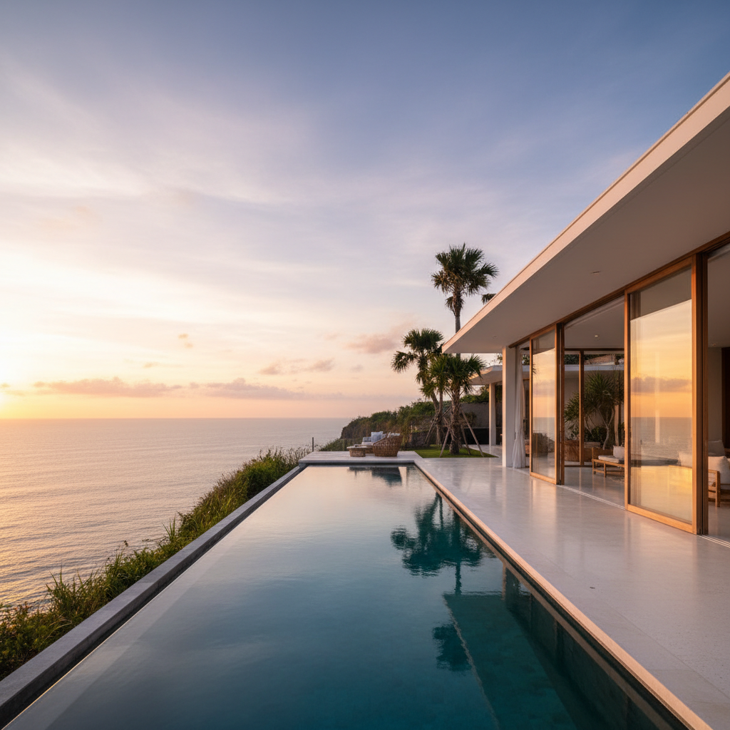 Modern minimalist luxury villa Uluwatu Bali clifftop